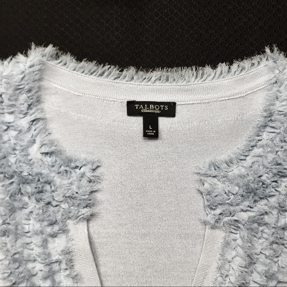 TALBOTS blue silk blend ruffles sweater. Sz L. EUC - Picture 5 of 6